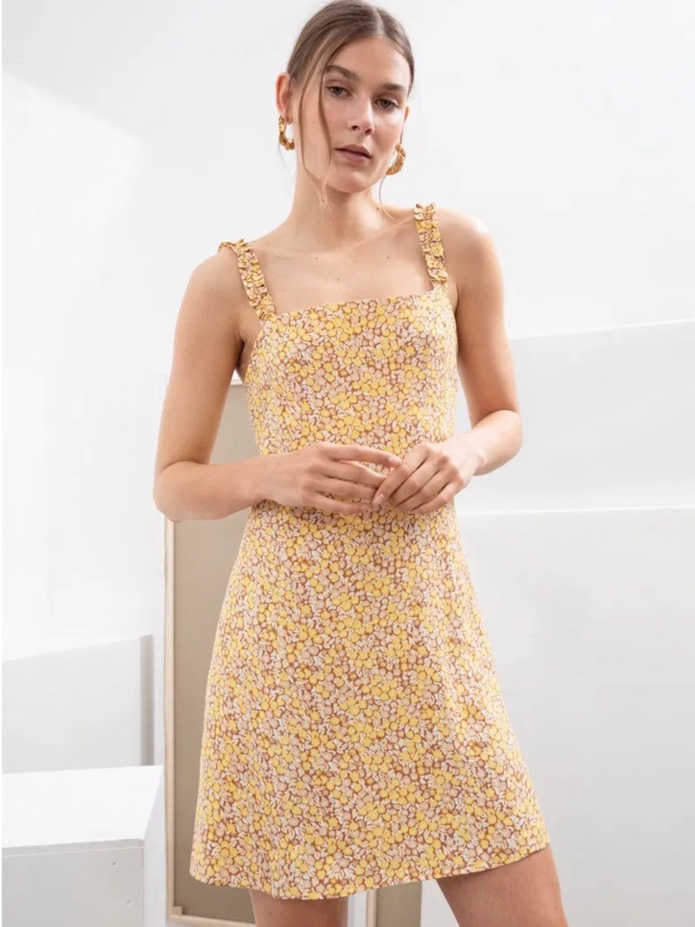 & Other Stories Los Angeles Atelier French Girl Floral Ruffle Mini Dress Size 10